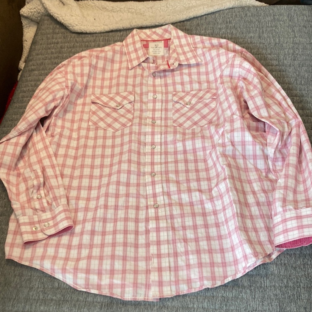 Rough Stock Pink and White Gingham Casual Shirt